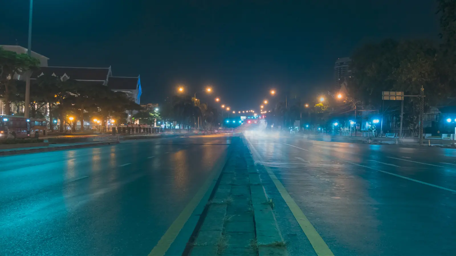 road on an empty evening
