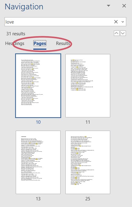 Select the Pages Option