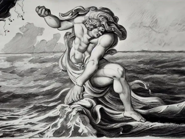 The Greek God Proteus rising from the sea