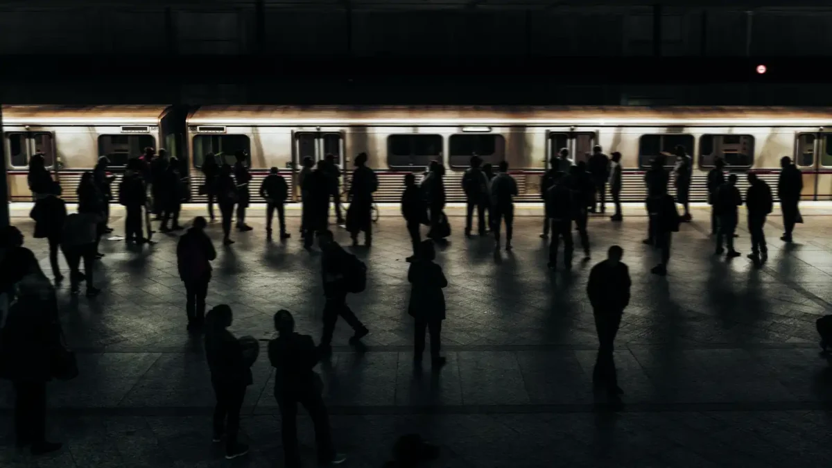 crowd of people in a metro station