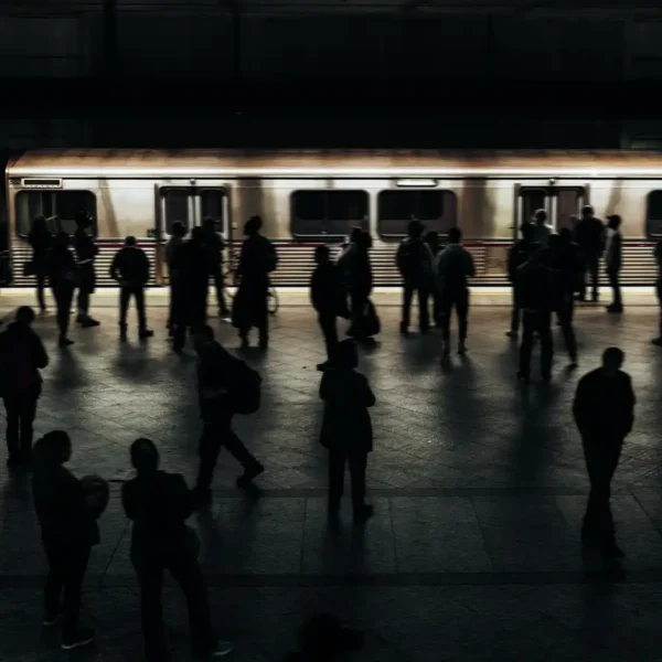 crowd of people in a metro station